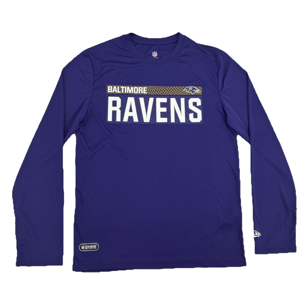 Baltimore Ravens Shirt Men's M Purple New Era Combine Long Sleeve Crew Neck NFL‎